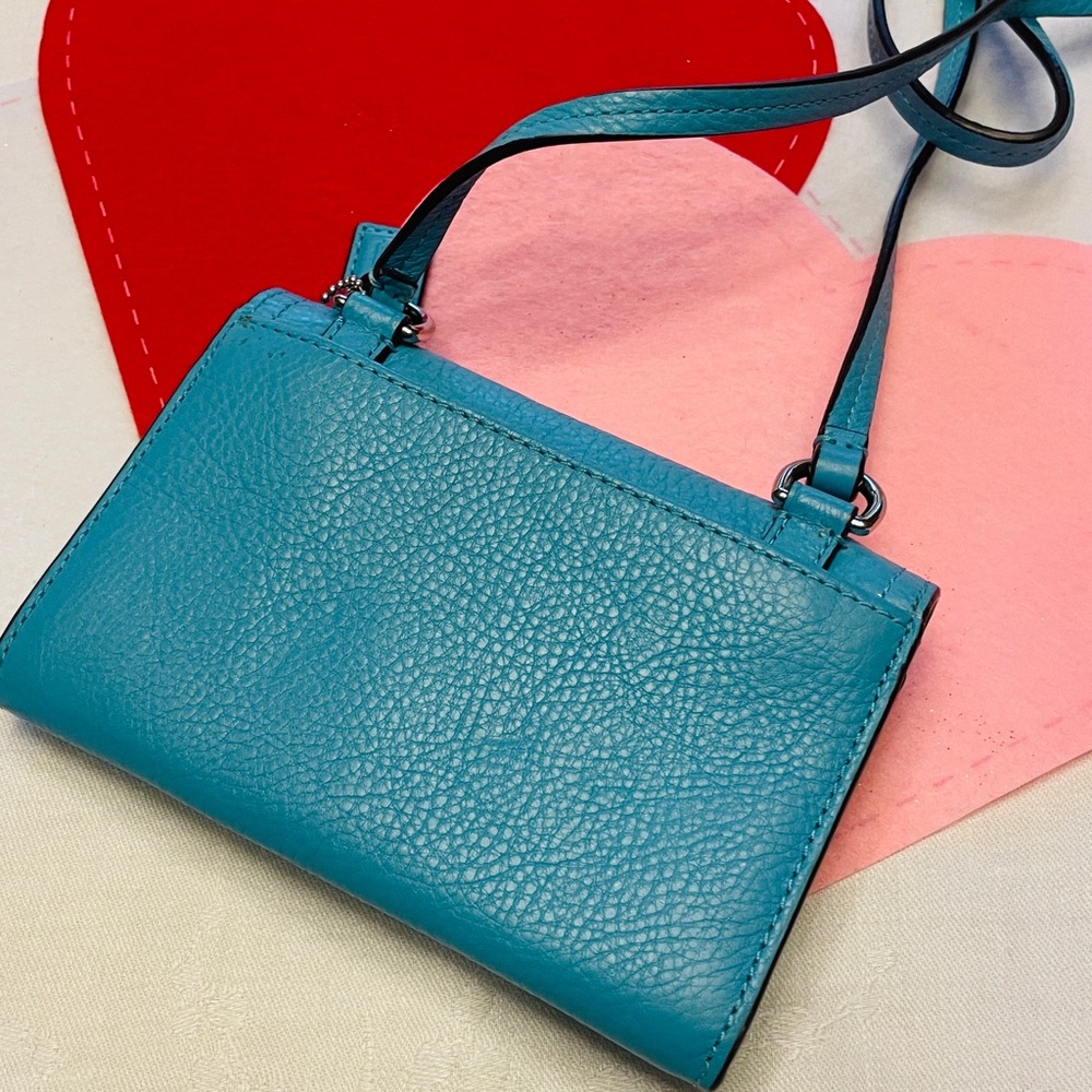 Small Leather Turquoise Coach Crossbody - Picture 3 of 7